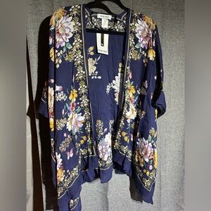 Navy Floral Kimono Cardigan